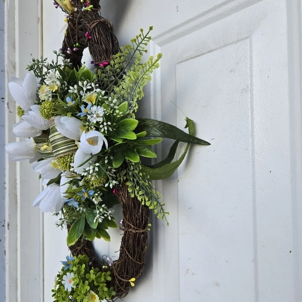 Handmade Yellow and Green Easter Bunny Wreath